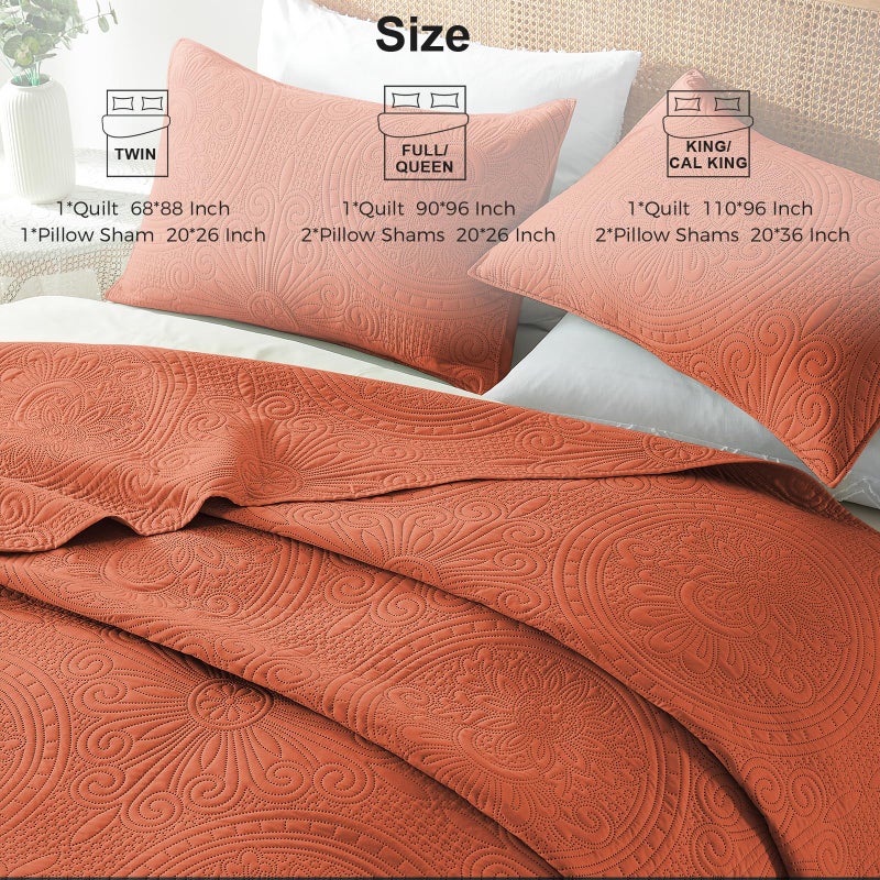 WURUIBO Burnt Orange Full/Queen Quilt Bedding Set  3 Pieces Lightweight Bedspreads with Pillow Shams  Microfiber Modern Thin Coverlet  Summer Quilted Comforter for All Season (1 Quilt  2 Shams) - Image 5